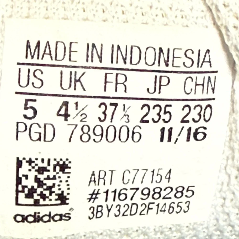Adidas Superstar White and Black Sneakers with Cream Accents Size 5